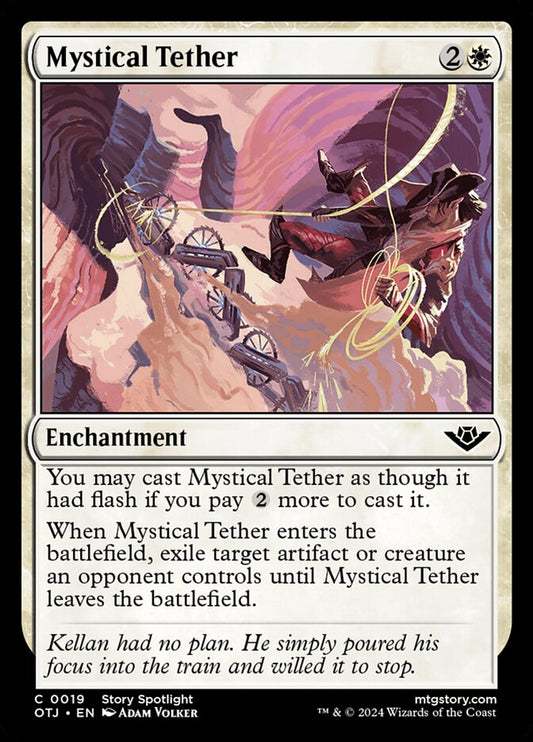 This Is An Image Of The Magic The Gathering Card Mystical Tether From The Set Outlaws of Thunder Junction - Designed By Artist Adam Volker