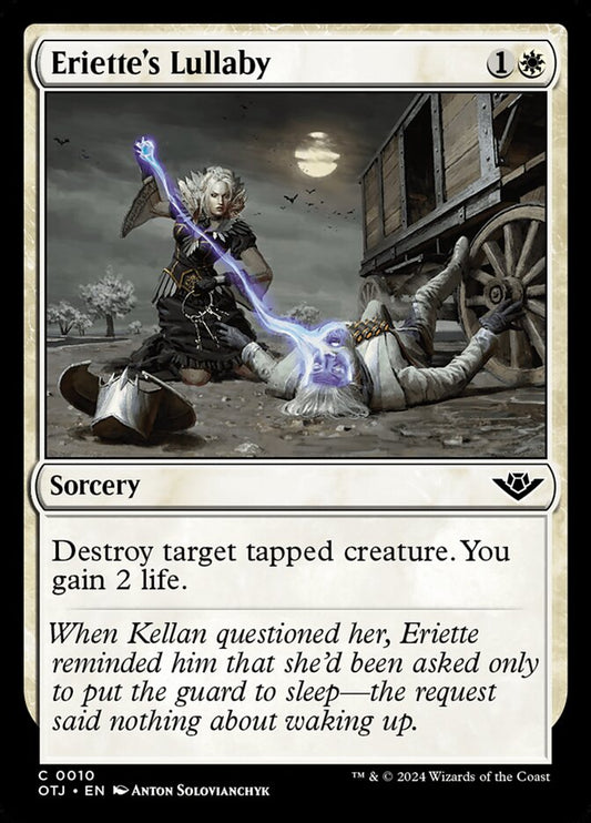 This Is An Image Of The Magic The Gathering Card Eriette's Lullaby From The Set Outlaws of Thunder Junction - Designed By Artist Anton Solovianchyk