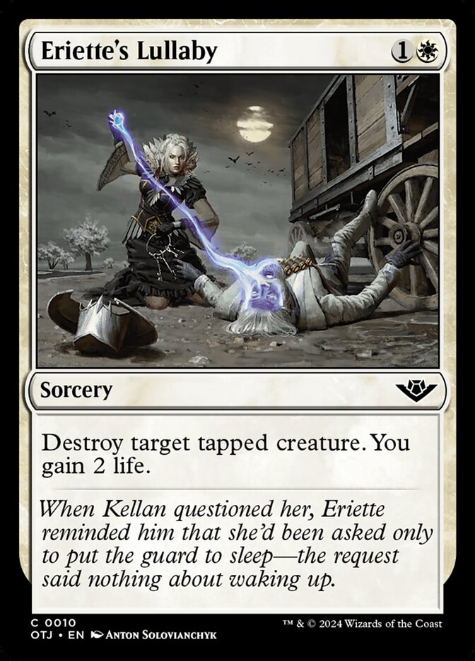 This Is An Image Of The Magic The Gathering Card Eriette's Lullaby From The Set Outlaws of Thunder Junction - Designed By Artist Anton Solovianchyk