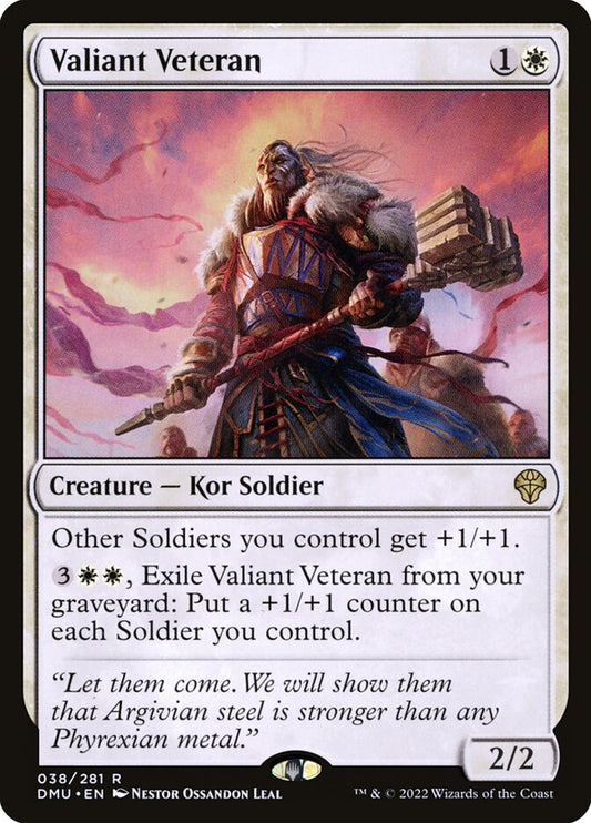 This Is An Image Of The Magic The Gathering Card Valiant Veteran From The Set Dominaria United - Designed By Artist Néstor Ossandón Leal