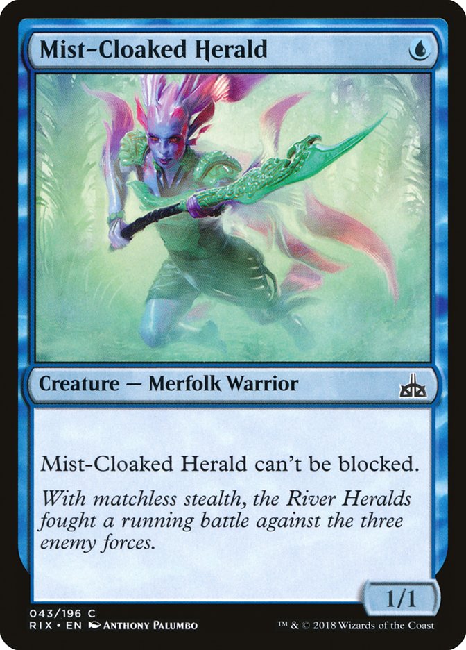 This Is An Image Of The Magic The Gathering Card Mist-Cloaked Herald From The Set Core Set 2019 - Designed By Artist Anthony Palumbo