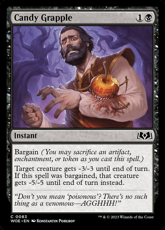 This Is An Image Of The Magic The Gathering Card Candy Grapple From The Set Wilds of Eldraine - Designed By Artist Konstantin Porubov