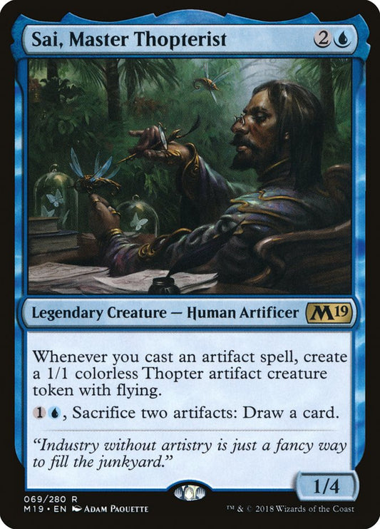 This Is An Image Of The Magic The Gathering Card Sai, Master Thopterist From The Set Commander Masters - Designed By Artist Adam Paquette