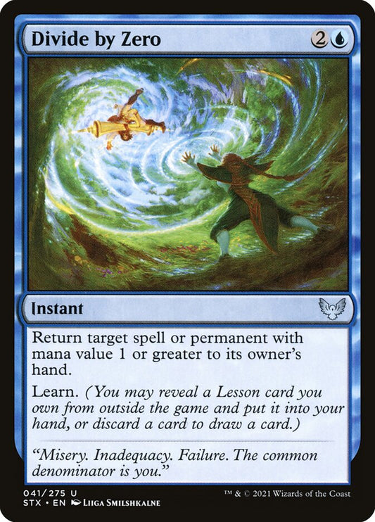 This Is An Image Of The Magic The Gathering Card Divide by Zero From The Set Strixhaven: School of Mages - Designed By Artist Liiga Smilshkalne