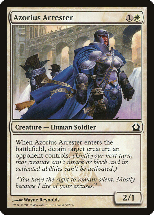 This Is An Image Of The Magic The Gathering Card Azorius Arrester From The Set Ravnica: Clue Edition - Designed By Artist Wayne Reynolds