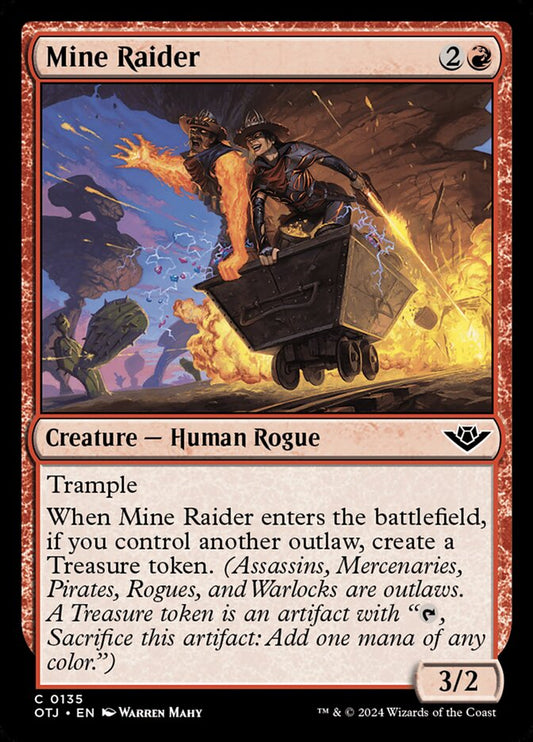 This Is An Image Of The Magic The Gathering Card Mine Raider From The Set Outlaws of Thunder Junction - Designed By Artist Warren Mahy