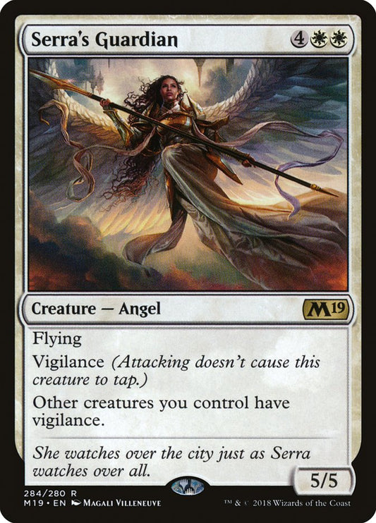 This Is An Image Of The Magic The Gathering Card Serra's Guardian From The Set Core Set 2020 - Designed By Artist Magali Villeneuve