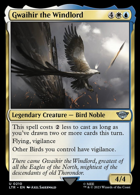 This Is An Image Of The Magic The Gathering Card Gwaihir the Windlord From The Set The Lord of the Rings: Tales of Middle-earth - Designed By Artist Axel Sauerwald