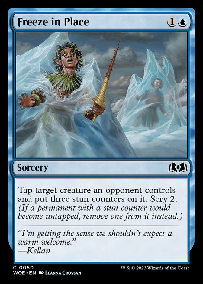 This Is An Image Of The Magic The Gathering Card Freeze in Place From The Set Wilds of Eldraine - Designed By Artist Leanna Crossan