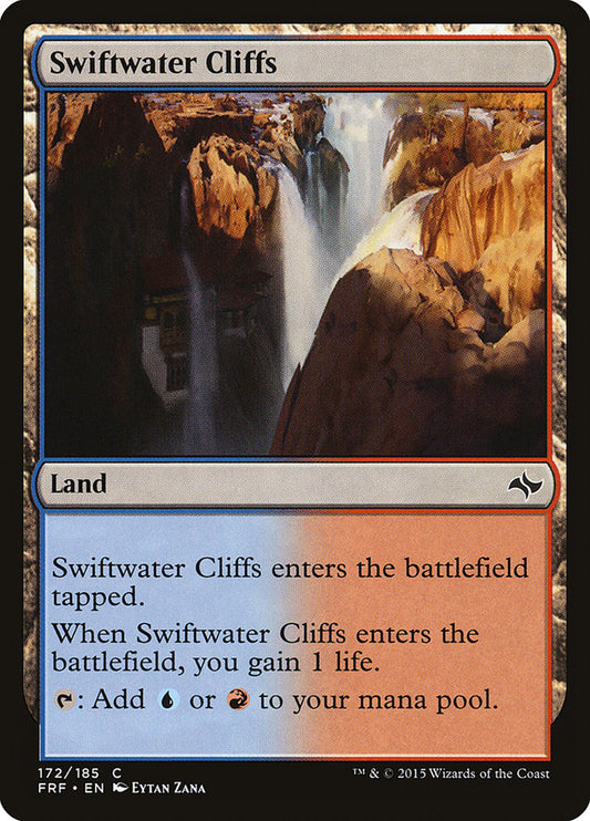 This Is An Image Of The Magic The Gathering Card Swiftwater Cliffs From The Set Tarkir: Dragonstorm - Designed By Artist Piotr Dura