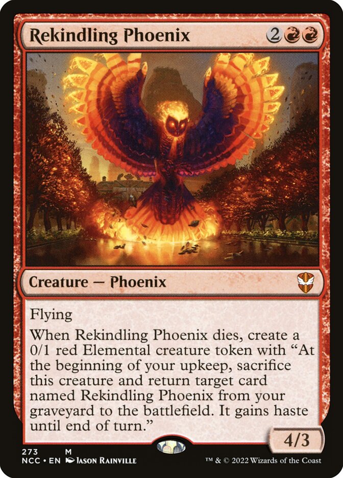 This Is An Image Of The Magic The Gathering Card Rekindling Phoenix From The Set New Capenna Commander - Designed By Artist Jason Rainville