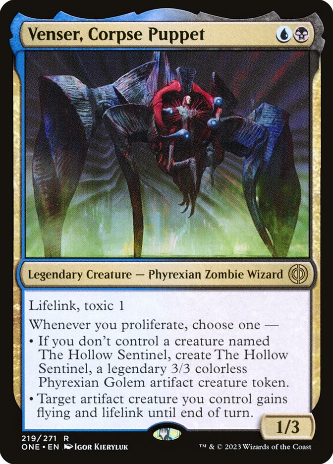 This Is An Image Of The Magic The Gathering Card Venser, Corpse Puppet From The Set Phyrexia: All Will Be One - Designed By Artist Igor Kieryluk