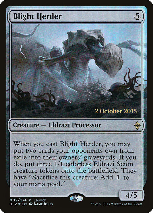 This Is An Image Of The Magic The Gathering Card Blight Herder From The Set Battle for Zendikar - Designed By Artist Todd Lockwood