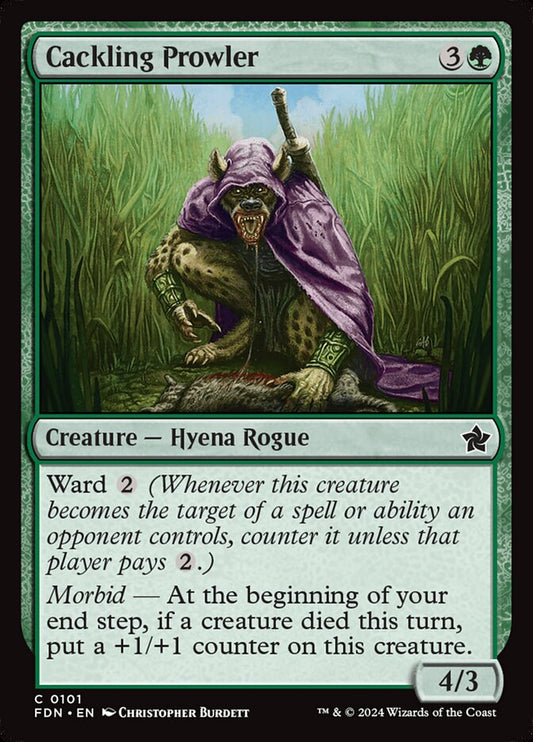 This Is An Image Of The Magic The Gathering Card Cackling Prowler From The Set Foundations - Designed By Artist Christopher Burdett
