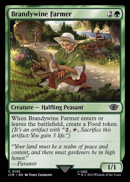 This Is An Image Of The Magic The Gathering Card Brandywine Farmer From The Set The Lord of the Rings: Tales of Middle-earth - Designed By Artist Yuriy Chemezov