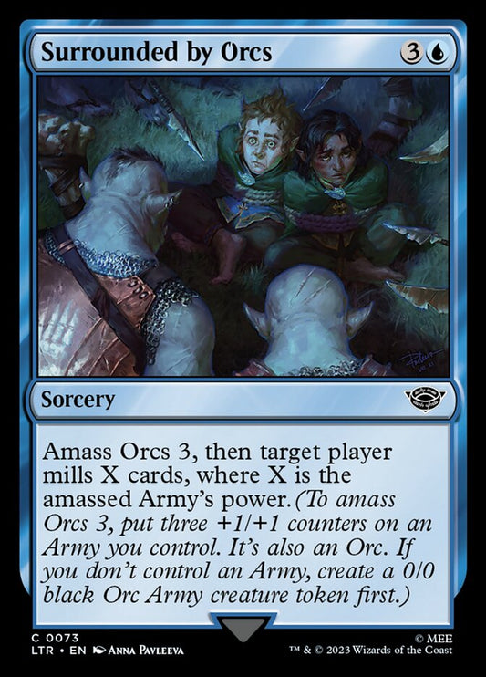 This Is An Image Of The Magic The Gathering Card Surrounded by Orcs From The Set The Lord of the Rings: Tales of Middle-earth - Designed By Artist Anna Pavleeva