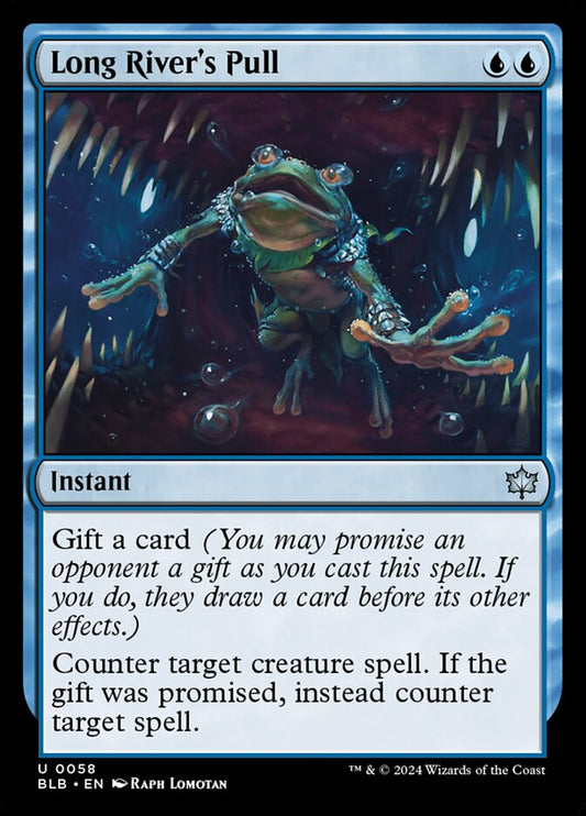 This Is An Image Of The Magic The Gathering Card Long River's Pull From The Set Bloomburrow - Designed By Artist Raph Lomotan