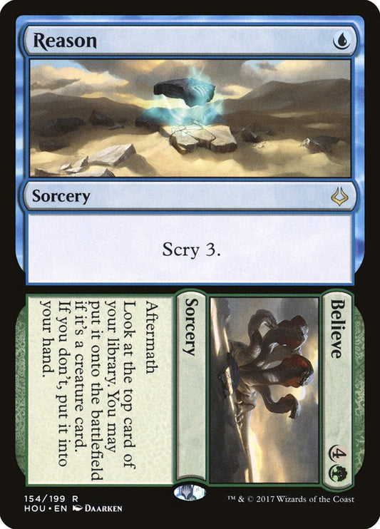 This Is An Image Of The Magic The Gathering Card Reason // Believe From The Set Hour of Devastation - Designed By Artist Daarken