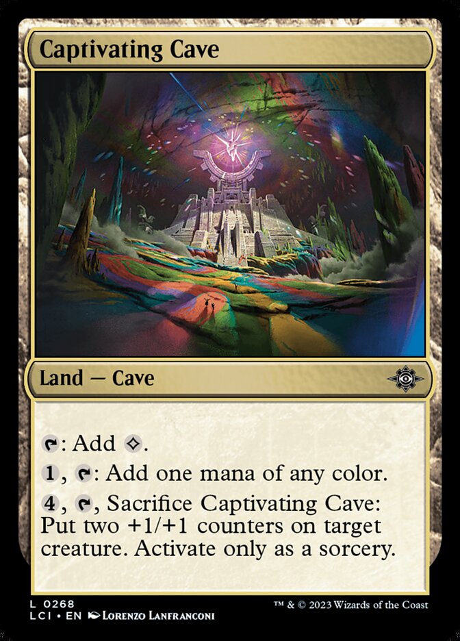 This Is An Image Of The Magic The Gathering Card Captivating Cave From The Set The Lost Caverns of Ixalan - Designed By Artist Lorenzo Lanfranconi