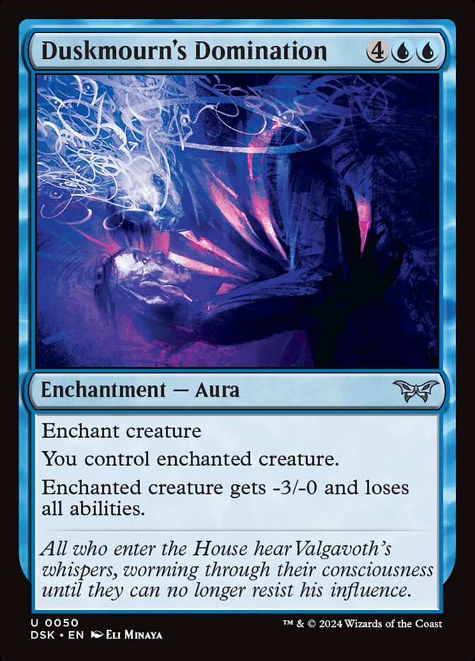 This Is An Image Of The Magic The Gathering Card Duskmourn's Domination From The Set Duskmourn: House of Horror - Designed By Artist Eli Minaya