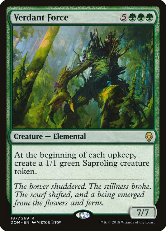 This Is An Image Of The Magic The Gathering Card Verdant Force From The Set Dominaria - Designed By Artist Viktor Titov