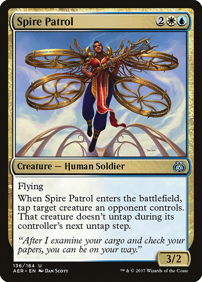 This Is An Image Of The Magic The Gathering Card Spire Patrol From The Set Aether Revolt - Designed By Artist Dan Murayama Scott