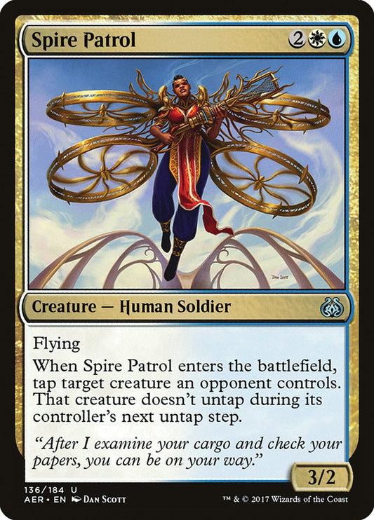 This Is An Image Of The Magic The Gathering Card Spire Patrol From The Set Aether Revolt - Designed By Artist Dan Murayama Scott