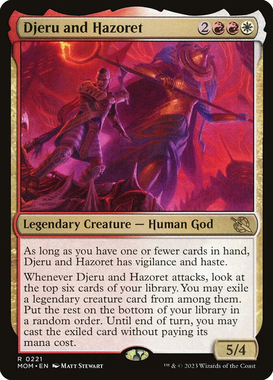 This Is An Image Of The Magic The Gathering Card Djeru and Hazoret From The Set March of the Machine - Designed By Artist Matt Stewart