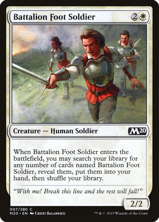This Is An Image Of The Magic The Gathering Card Battalion Foot Soldier From The Set Core Set 2020 - Designed By Artist Cristi Balanescu