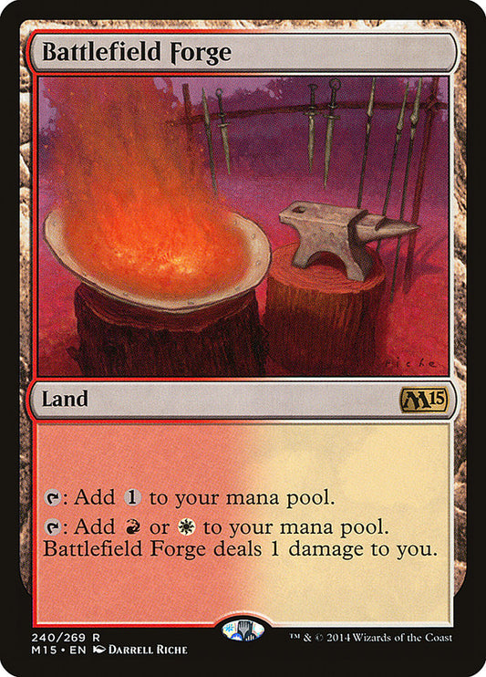 This Is An Image Of The Magic The Gathering Card Battlefield Forge From The Set Tarkir: Dragonstorm Commander - Designed By Artist Thomas Stoop