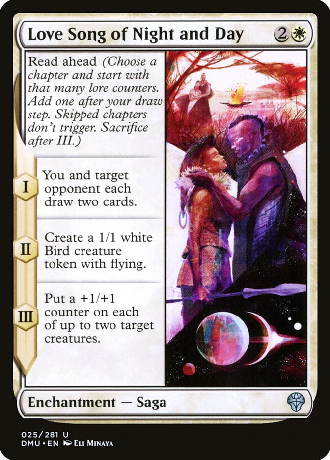 This Is An Image Of The Magic The Gathering Card Love Song of Night and Day From The Set Commander Masters - Designed By Artist Eli Minaya