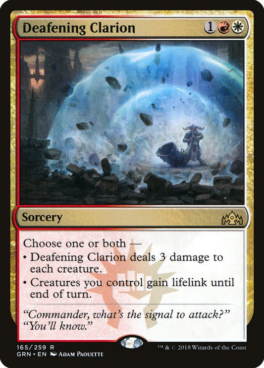 This Is An Image Of The Magic The Gathering Card Deafening Clarion From The Set Guilds of Ravnica - Designed By Artist Adam Paquette