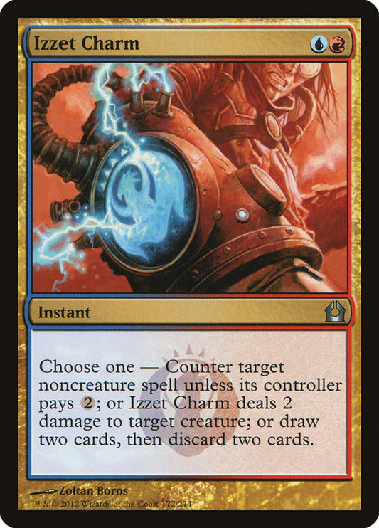 This Is An Image Of The Magic The Gathering Card Izzet Charm From The Set Ravnica Remastered - Designed By Artist Zoltan Boros