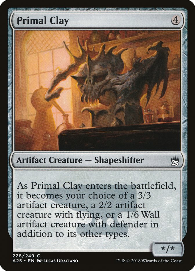 This Is An Image Of The Magic The Gathering Card Primal Clay From The Set Masters 25 - Designed By Artist Lucas Graciano