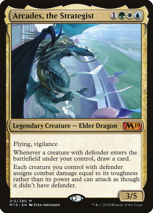 This Is An Image Of The Magic The Gathering Card Arcades, the Strategist From The Set Core Set 2019 - Designed By Artist Even Amundsen