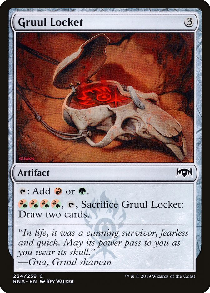 This Is An Image Of The Magic The Gathering Card Gruul Locket From The Set Ravnica Allegiance - Designed By Artist Kev Walker