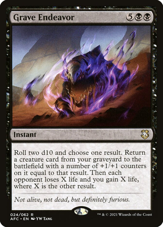 This Is An Image Of The Magic The Gathering Card Grave Endeavor From The Set Forgotten Realms Commander - Designed By Artist YW Tang