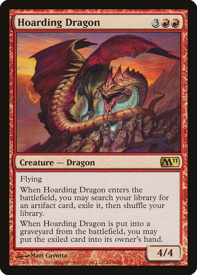 This Is An Image Of The Magic The Gathering Card Hoarding Dragon From The Set Foundations - Designed By Artist Matt Cavotta
