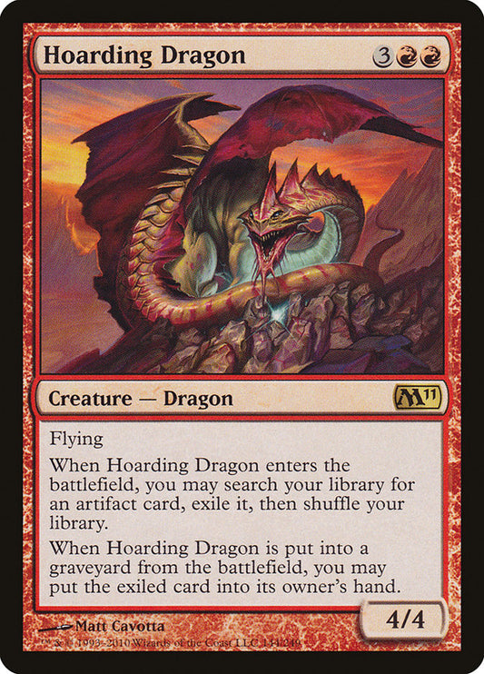 This Is An Image Of The Magic The Gathering Card Hoarding Dragon From The Set Foundations - Designed By Artist Matt Cavotta