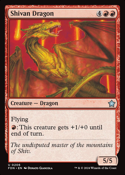 This Is An Image Of The Magic The Gathering Card Shivan Dragon From The Set Foundations - Designed By Artist Donato Giancola