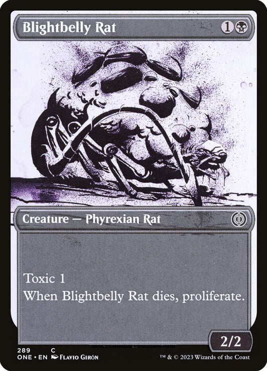This Is An Image Of The Magic The Gathering Card Blightbelly Rat From The Set Phyrexia: All Will Be One - Designed By Artist Yeong-Hao Han
