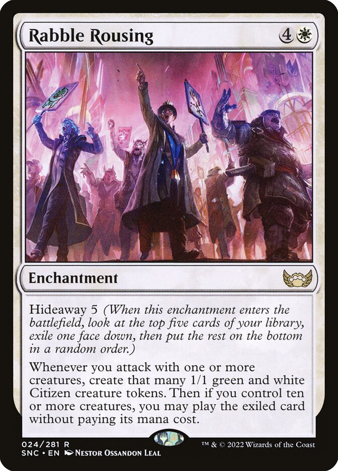This Is An Image Of The Magic The Gathering Card Rabble Rousing From The Set Streets of New Capenna - Designed By Artist Néstor Ossandón Leal
