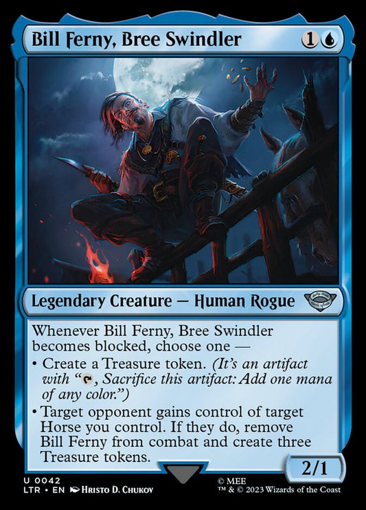 This Is An Image Of The Magic The Gathering Card Bill Ferny, Bree Swindler From The Set The Lord of the Rings: Tales of Middle-earth - Designed By Artist Hristo D. Chukov