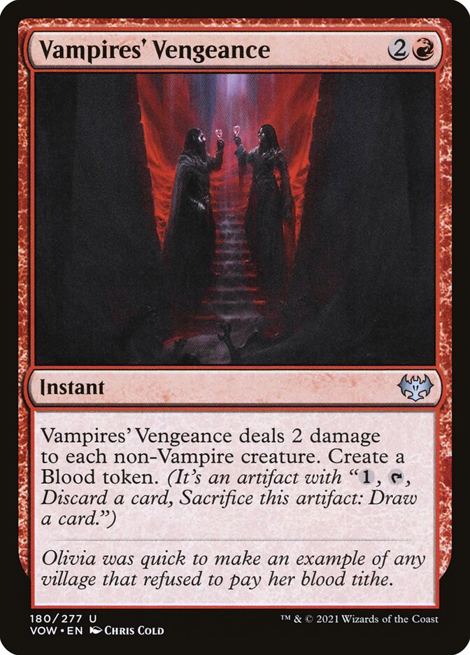 This Is An Image Of The Magic The Gathering Card Vampires' Vengeance From The Set March of the Machine Commander - Designed By Artist Chris Cold