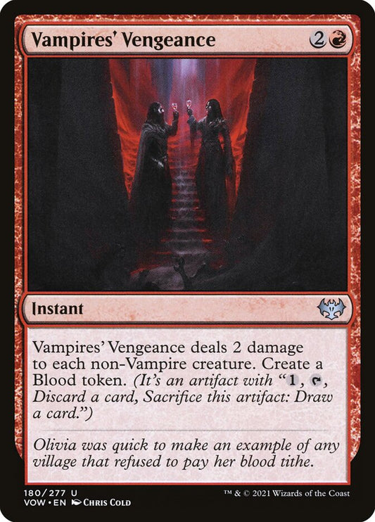 This Is An Image Of The Magic The Gathering Card Vampires' Vengeance From The Set March of the Machine Commander - Designed By Artist Chris Cold