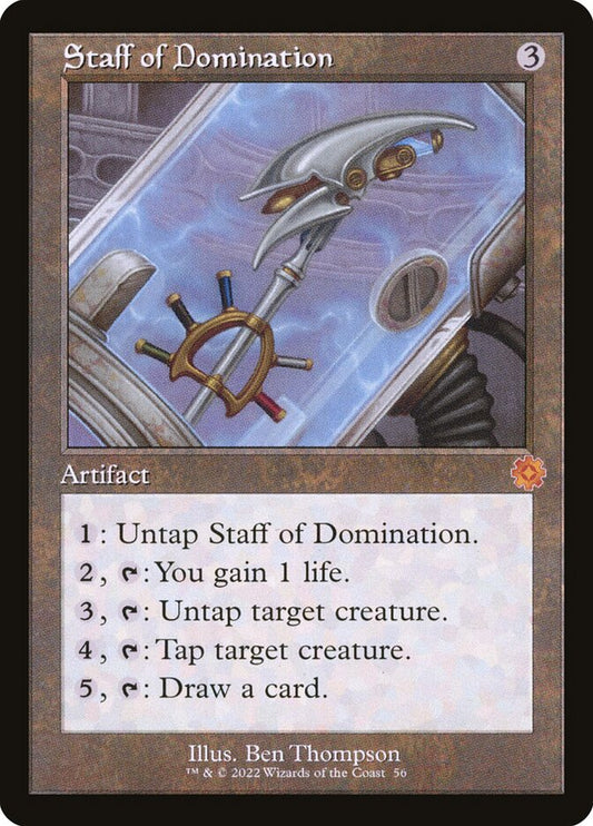 This Is An Image Of The Magic The Gathering Card Staff of Domination From The Set Commander Legends - Designed By Artist Ben Thompson