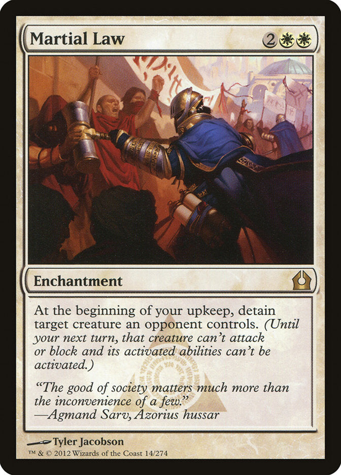 This Is An Image Of The Magic The Gathering Card Martial Law From The Set Return to Ravnica - Designed By Artist Tyler Jacobson