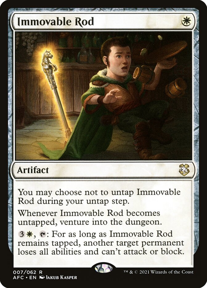 This Is An Image Of The Magic The Gathering Card Immovable Rod From The Set Forgotten Realms Commander - Designed By Artist Jakub Kasper