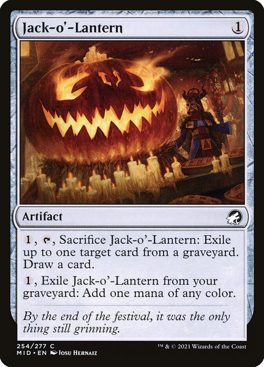 This Is An Image Of The Magic The Gathering Card Jack-o'-Lantern From The Set Innistrad: Midnight Hunt - Designed By Artist Josu Hernaiz