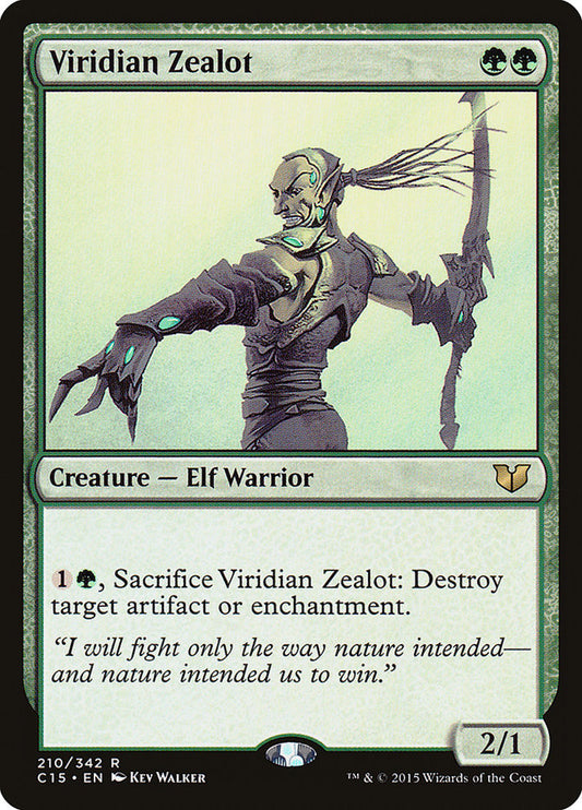 This Is An Image Of The Magic The Gathering Card Viridian Zealot From The Set Commander Anthology - Designed By Artist Kev Walker